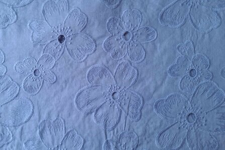 Cotton Embroidery Flowers Blue 