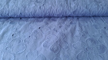 Cotton Embroidery Flowers Blue 