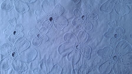 Cotton Embroidery Flowers Blue 