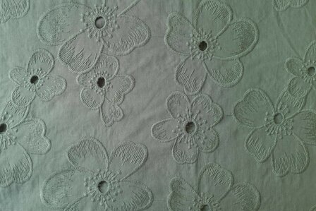 Cotton Embroidery Flowers Khaki