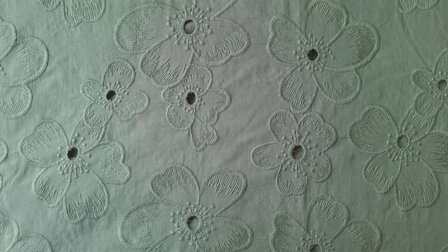 Cotton Embroidery Flowers Khaki