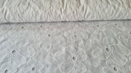 Cotton Embroidery Flowers Off White