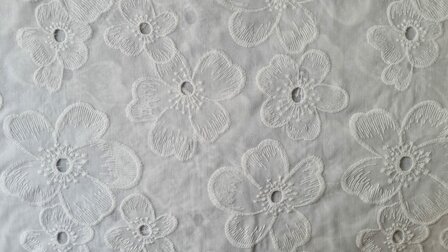 Cotton Embroidery Flowers Off White