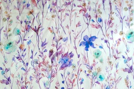 Cotton Stretch Satin Little Twigs Purple