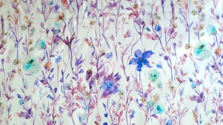 Cotton Stretch Satin Little Twigs Purple