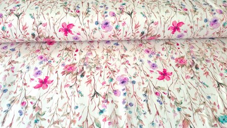 Cotton Stretch Satin Little Twigs Pink