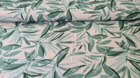 Viscose Crepe Plant Leaves Green