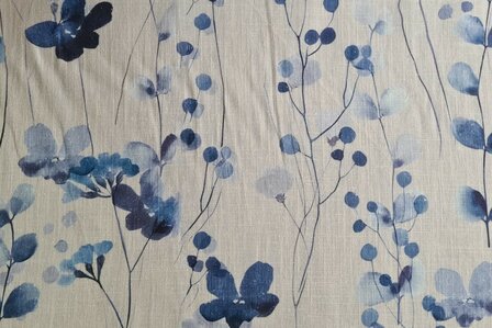 Linnen Cotton Ginko Leaves Blue