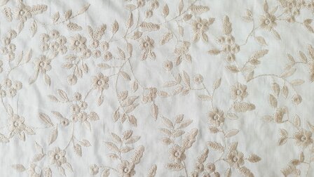 Cotton Embroidery Flowers Off White/Sand