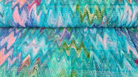 Viscose Jersey Punched Zig Zag Aqua 