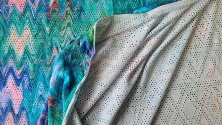 Viscose Jersey Punched Zig Zag Aqua 