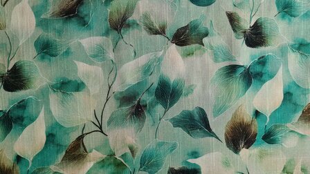 Viscose Linnen Leaves Green
