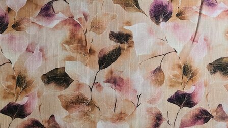 Viscose Linnen Leaves Ros&eacute;-Beige