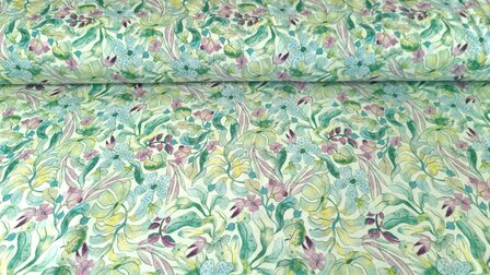 Bamboo Jersey Flowers Mint