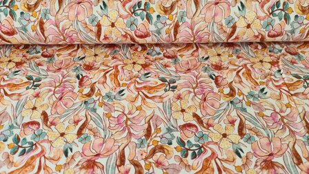 Bamboo Jersey Flowers Peach