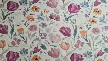 Bamboo Jersey Tulip Flowers Red