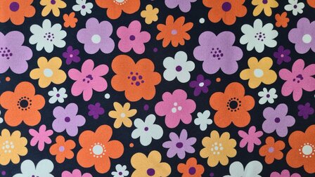 French Terry Flowers Navy