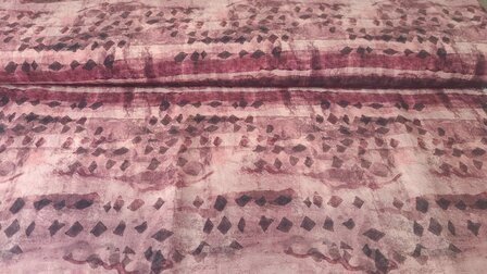 Viscose Crepe Abstract Dark Red