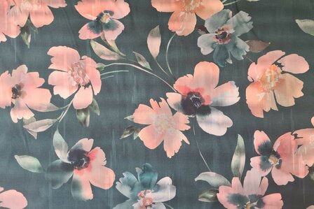 Cotton Satin Flowers Black/Ros&eacute;