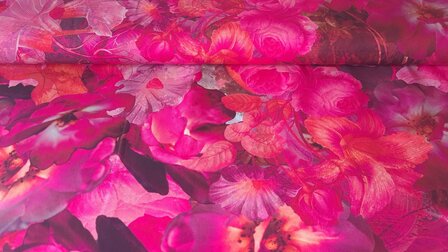 Viscose Twill Ecovero Flowers Magenta