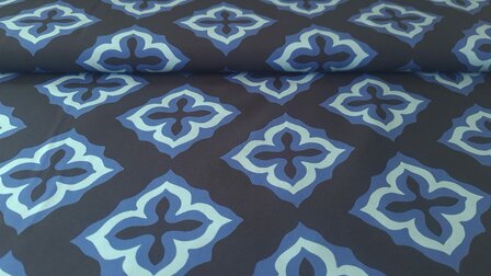 Viscose Abstract Flower Black