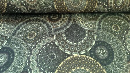 Bamboo Jersey Flower Cirkles Green