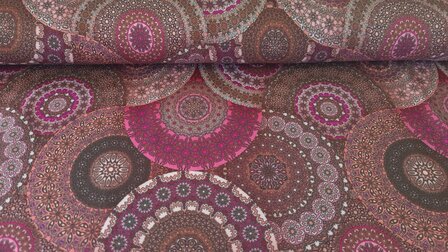 Bamboo Jersey Flower Cirkles Red