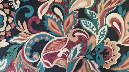 Viscose Stretch Paisley Flower Black