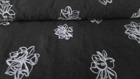 Faux Su&egrave;de Embroidery Black
