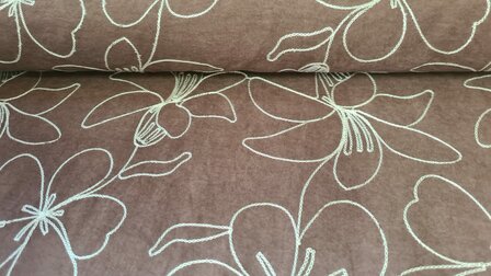 Faux Su&egrave;de Embroidery Brown