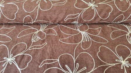 Faux Su&egrave;de Embroidery Brown