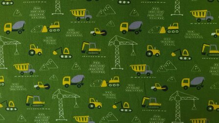 Cotton Jersey Construction Machines Green