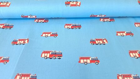 Cotton Jersey Fire Truck Blue