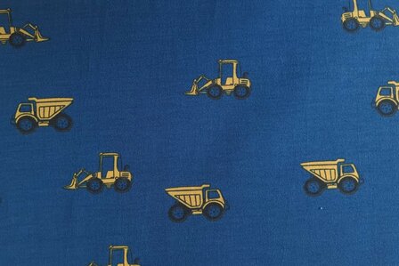 Cotton Jersey Construction Machines Dark Blue