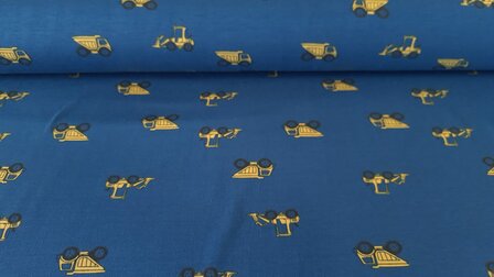 Cotton Jersey Construction Machines Dark Blue