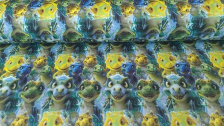 French Terry Dino's Multi Lime