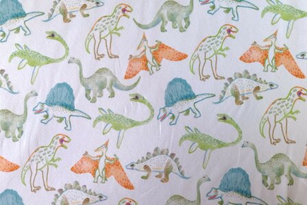 Cotton Jersey Digital Dino White 