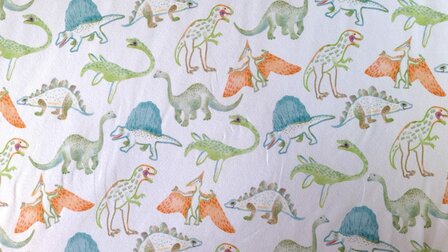 Cotton Jersey Digital Dino White 