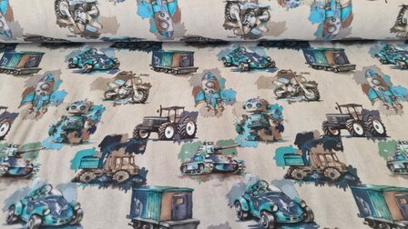 Cotton Jersey Digital Machines Beige