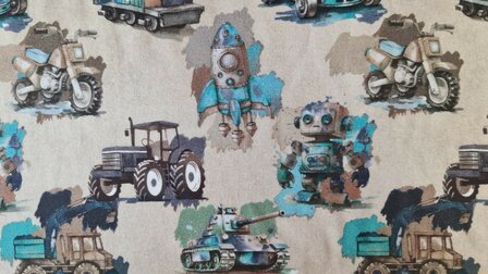 Cotton Jersey Digital Machines Beige