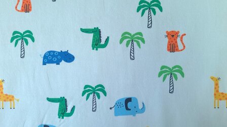 Cotton Jersey Baby Animals Blue