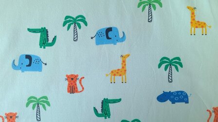 Cotton Jersey Baby Animals Green
