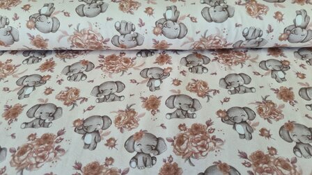 Cotton Jersey Baby Elephant Off White