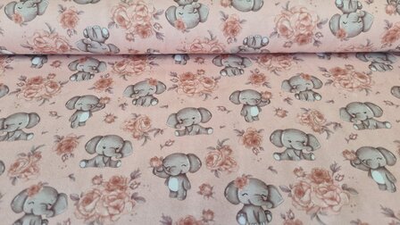 Cotton Jersey Baby Elephant Ros&eacute;
