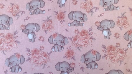Cotton Jersey Baby Elephant Ros&eacute;