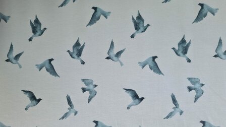 Cotton Jersey Digital Birds Blue