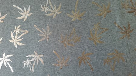 Cotton Jersey Palm Foil Silver