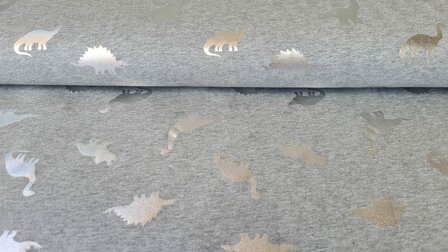 Cotton Jersey Dino Foil Silver