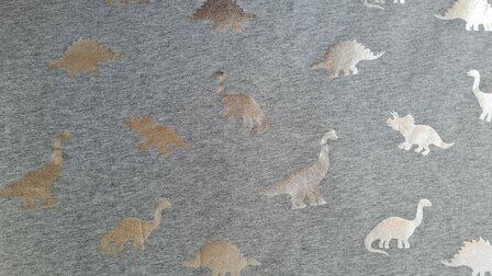 Cotton Jersey Dino Foil Silver