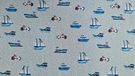 Cotton Jersey Boats Grey